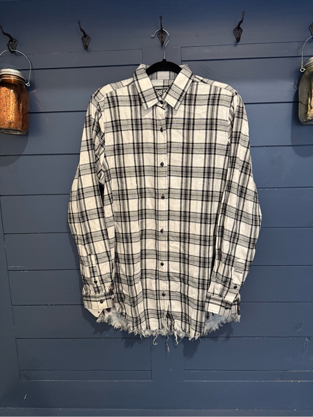 ONE24 Rags Black and White Plaid Button-Down Dolly Inspired Shirt - Picture 2 of 4